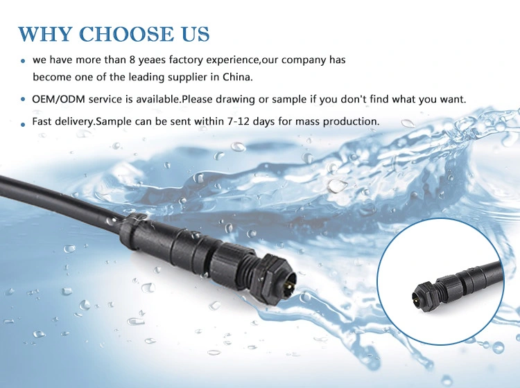 Factory LED Waterproof Cable Wire Connector M8 Panel Mount Nylon/PVC 220V 2pin 3pin 4pin Plug Connector