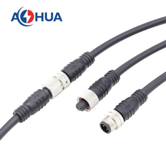 Aohua 2 3 4 Pin Rubber Wire IP65 Male Female Metal Nut Waterproof M8 Sensor Connector
