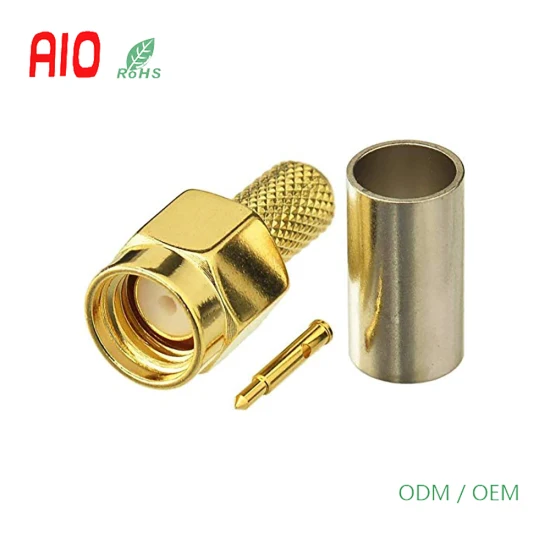 50 Ohm Gold Plated Solder Crimp Type SMA Male RF Coaxial Connector for Rg174, Rg188, Rg316 LMR100 Cable